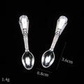 Detailed view of mini retro alloy spoons with size measurements 3.6cm and weight 1.4g - Western Spoon
