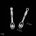 Detailed size view of retro silver alloy spoon charms with 3.3cm length and 0.7cm width - Spoon