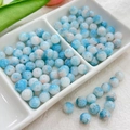 8mm blue and white ink wash glass beads for DIY jewelry making and bracelet crafts - 100pcs Pack / Ink Wash - Sea Blue