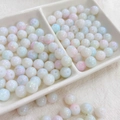 Detail of 8mm marbled ink style glass beads with pearlescent finish for DIY jewelry - 100pcs Pack / Gradient - Pink Blue