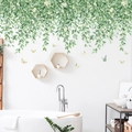 Adesivi murali con rampicanti verdi tropicali, fiori bianchi e farfalle per decorazioni - 01 Yunyou Vite di Foglie