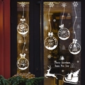 White Christmas window decals featuring snowflakes reindeer and festive hanging ornaments - SD2213