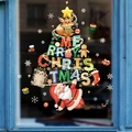 Stickers muraux sapin de Noël avec Père Noël et flocons pour décoration de fenêtre - Style Lettre Sapin de Noël (SDJ2308) / Moyen