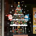 Stickers de Noël pour vitrine avec Père Noël bonhomme de neige et sapin décoration fête - Style Sapin de Noël Bonhomme de Neige (SDJ2302) / Moyen