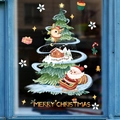 Stickers de fenêtre de Noël avec Père Noël et renne sur fond de verre décoratif - Style Maison de Neige Sapin de Noël (SDJ2304) / Moyen