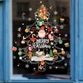 Autocollants de fenêtre sapin de Noël avec Père Noël et renne pour décoration - Style Maison Sapin de Noël (SDJ2311) / Moyen