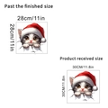 3D Christmas cat wall decal featuring a ginger kitten in a red hat with size dimensions - 3D Christmas Cat (SD-111)