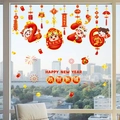 Chinesische Neujahrs-Fensteraufkleber mit Zeichentrick-Gott des Reichtums und Koi-Motiven - Cartoon Gott Des Reichtums Layout Stil (HTJD90011DS)