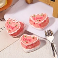 Close-up of miniature resin heart cakes with LOVE text for DIY crafts and decor - LOVE Pink