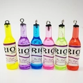 Set of six colorful miniature resin cocktail bottle charms for DIY jewelry and crafts - Uniform Mixed Color