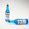 Miniature resin blue cocktail bottle charms with metal rings for DIY jewelry making - Blue