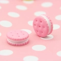 Macro detail of pink resin sandwich cookies for DIY craft accessories and jewelry - Pink