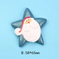 Christmas Santa resin flatback with blue glitter star base for DIY crafts and magnets - Star Santa Style (2#)