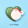 Detail of a 61x50mm heart-shaped resin Santa Claus charm with green glitter finish - Heart Santa Style (4#)