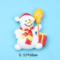 Glitter resin Christmas snowman flatback ornament for DIY crafts and magnets, size 53x68mm - Broom Snowman Style (7#)