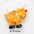 Detail view of 55x60mm resin reindeer charm with red heart nose and striped scarf - White Eared Reindeer Style (13#)