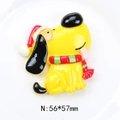 Macro shot of yellow cartoon dog resin craft with Christmas hat and size marking 56x57mm - Christmas Puppy Style (14#)
