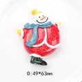 Detailed view of resin Christmas snowman DIY craft material with glitter 49x63mm - Red Suit Snowman Style (15#)