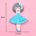 Detailed view of blue ballet girl resin ornament with size dimensions 8cm by 5.1cm - Short Hair Blue Dress