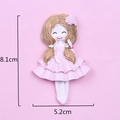 Cute ballerina girl figurine in pink dress for DIY decor and magnets, size 8.1x5.2cm - Yellow Hair Pink Dress