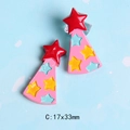 Detalle de accesorios de pelo de resina rosa con estrella, medida 17x33mm para manualidades - Sombrero de Fiesta con Estrella Rosa (C) / 17x33mm