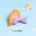 Detailed macro view of an orange-haired mermaid resin charm sized 25x30mm for DIY crafts - Orange Hair Purple Tail (G)