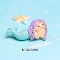 Macro detail of DIY resin mermaid charm with purple hair and glittery teal fish tail - Purple Hair Cyan Tail (K)