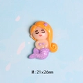 Detail of cartoon resin mermaid accessory in orange and purple with M size 21x26mm - Orange-Yellow Hair Purple Tail (M)