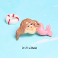Detail of 21x36mm resin mermaid charm with pink tail for DIY hair clips and slime crafts - Brown Hair Pink Tail (O)