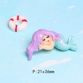 Detail of 21x36mm resin mermaid charm with glitter blue tail for DIY crafts and hair clips - Purple Hair Light Blue Tail (P)