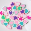 Close-up of colorful heart-shaped polymer clay beads for DIY craft decoration - Heart Shape Mixed Colors