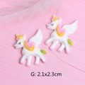 Detailweergave van de 2,1x2,3 cm witte glitter eenhoorn hars accessoire voor doe-het-zelf - Gevleugelde Eenhoorn Stijl (G)