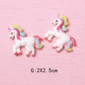 Detail of two glittery rainbow unicorn resin charms measuring 2x2.5cm for DIY crafts - 2x2.5cm / Small Double Unicorn Set (G)