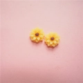 Pair of yellow resin sunflower charms for DIY earrings and phone case decoration - Small Style / Yellow