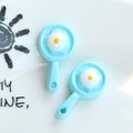 Miniature resin light blue frying pan fried egg charms for creative DIY jewelry making - Light Blue