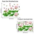 Waterproof lotus and dragonfly wall stickers for living room decor, 60x90cm PVC sheet size - Lotus Dew Butterfly Dragonfly (KSXN-85)