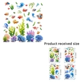 Ocean world static stickers set with colorful jellyfish and tropical fish, 4 sheets 20x30cm - KSA-144 Seaweed Goldfish 20*30CMX4 Bagged Packaging
