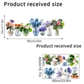 Adesivi statici per vetri con vasi di fiori rose rosa e orchidee blu set 30x90cm - Stile Vaso di Fiori Realistico (KSJ-7)