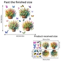 Detail showing dimensions and size specifications of the floral flower basket wall stickers - Flower Basket Butterfly Style 1 (KSA139)