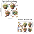 Detail of flower basket and butterfly wall stickers showing layout and 90x90cm size - Flower Basket Butterfly Style 2 (KSA140)
