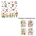 Statische stickers met kolibries en tulpen voor glasramen en tegels decoratieset - Vlinder Kolibrie Tulp (KSJ11)