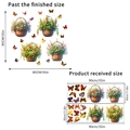 Detail of waterproof wall stickers showing floral basket layouts and product dimensions - Flower Basket Butterfly Style 4 (KSA142)