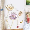 3D tulip wall stickers with gold trim, pink butterfly and koi fish decor for bedroom - GS9608A Style (GS9608A)