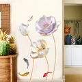 3D tulip flower wall stickers with butterfly and koi fish decor for bedroom wall - GS9608B Style (GS9608B)