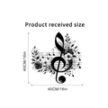 Adesivo murale musicale impermeabile con chiave di violino e fiori neri, misura 40cm x 40cm - KSC-24 Fiore Musicale 40x40cm In Busta