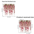 Adesivi murali con rose rosa e viti verdi decalcomanie in PVC impermeabili decor - 30x60cm (2 Fogli)