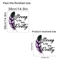 Detailed size specifications for purple feather wall sticker with motivational English text - Purple Feather Style (KSC34B)