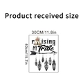 Detail of waterproof feather wall sticker with raising MY Tribe text and floral teepee art - Tribal Teepee Style (KSC34C)