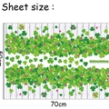 Green clover and pink flower wall sticker with white fence design, size 50x70cm - 50x70cm