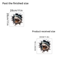 Detail view of 30x30cm 3D shark wall sticker dimensions and realistic cracked wall design - Style KSC52G